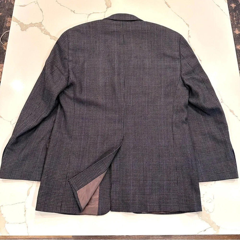 Lauren Ralph Lauren Mens Gray Plaid Wool Blazer Size 42R Sport Coat Jacket